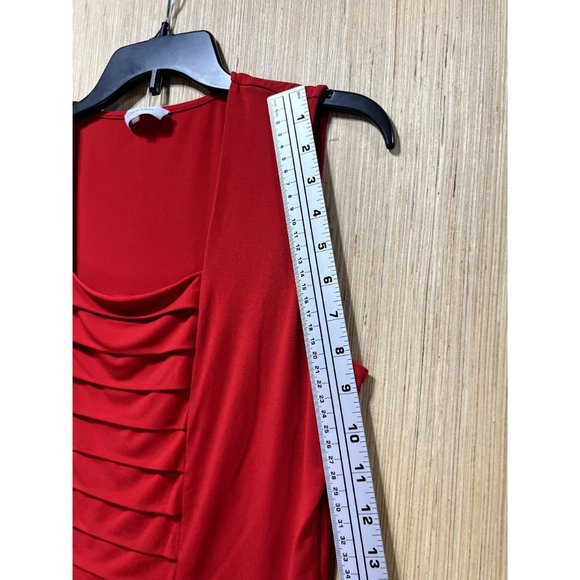 Calvin Klein - Women's Sleeveless Stretch Blouse, Red, Medium - Picture 4 of 13